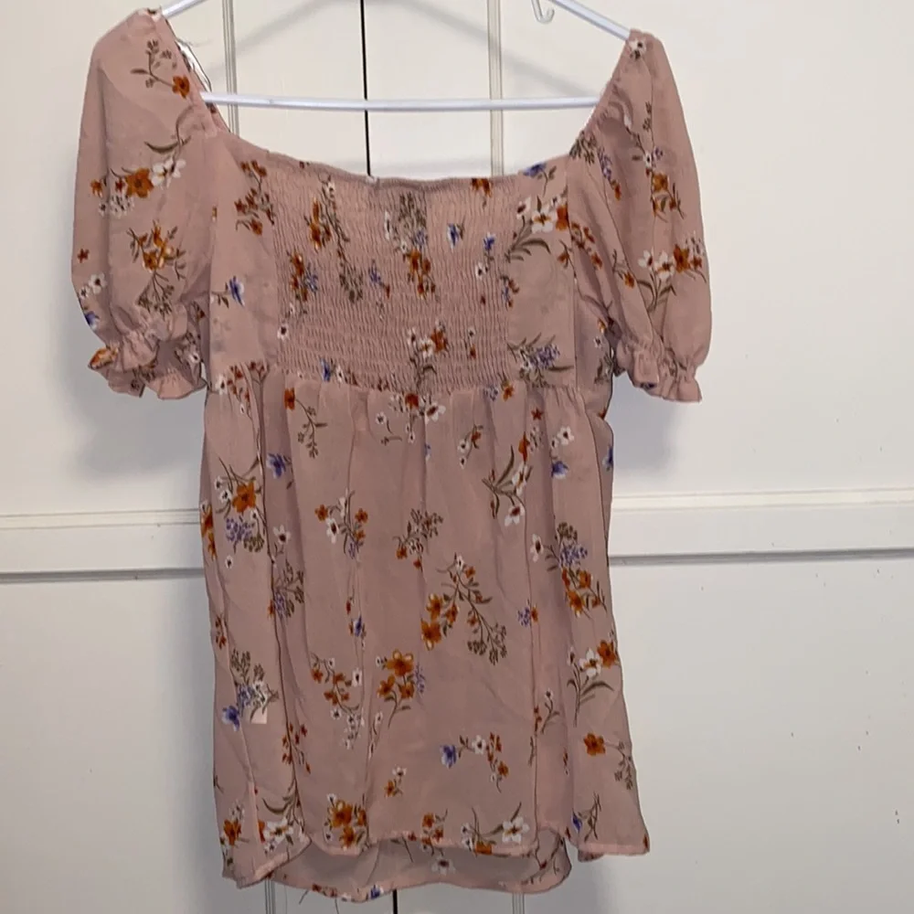 Kontrol Large Peach Floral Print Off Shoulder Blouse - Picture 3 of 11